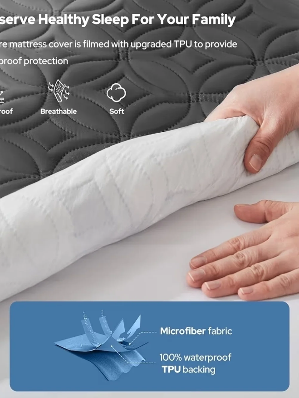 BEDLORE Waterproof Mattress Protector, Full Size Mattress Pad with Deep Pocket 6
